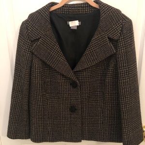 Ann Taylor Plaid 3/4 sleeve jacket size 14